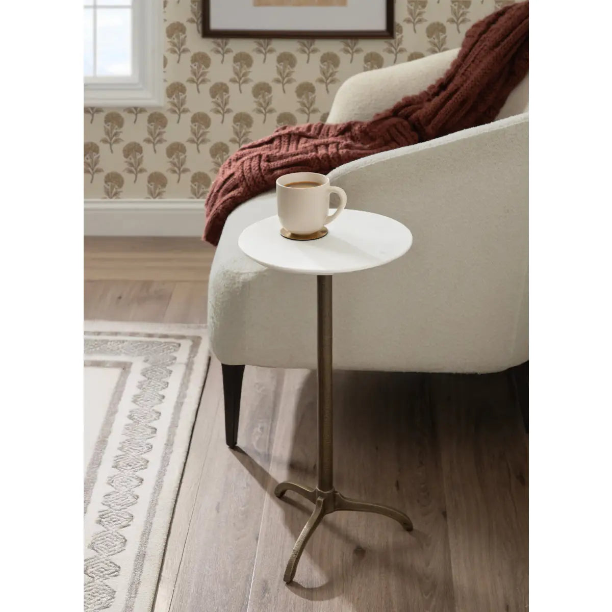 Henshall Marble Round Side Table or Plant Stand - kateandlaurel