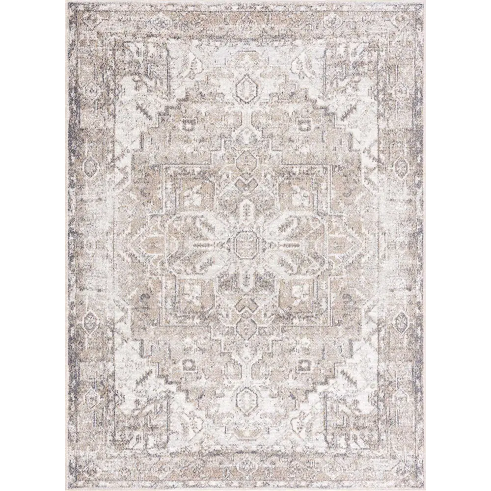Hera Brown&Cream Washable Area Rug - 5’3’’ x 7’ Rectangle - Boutique Rugs