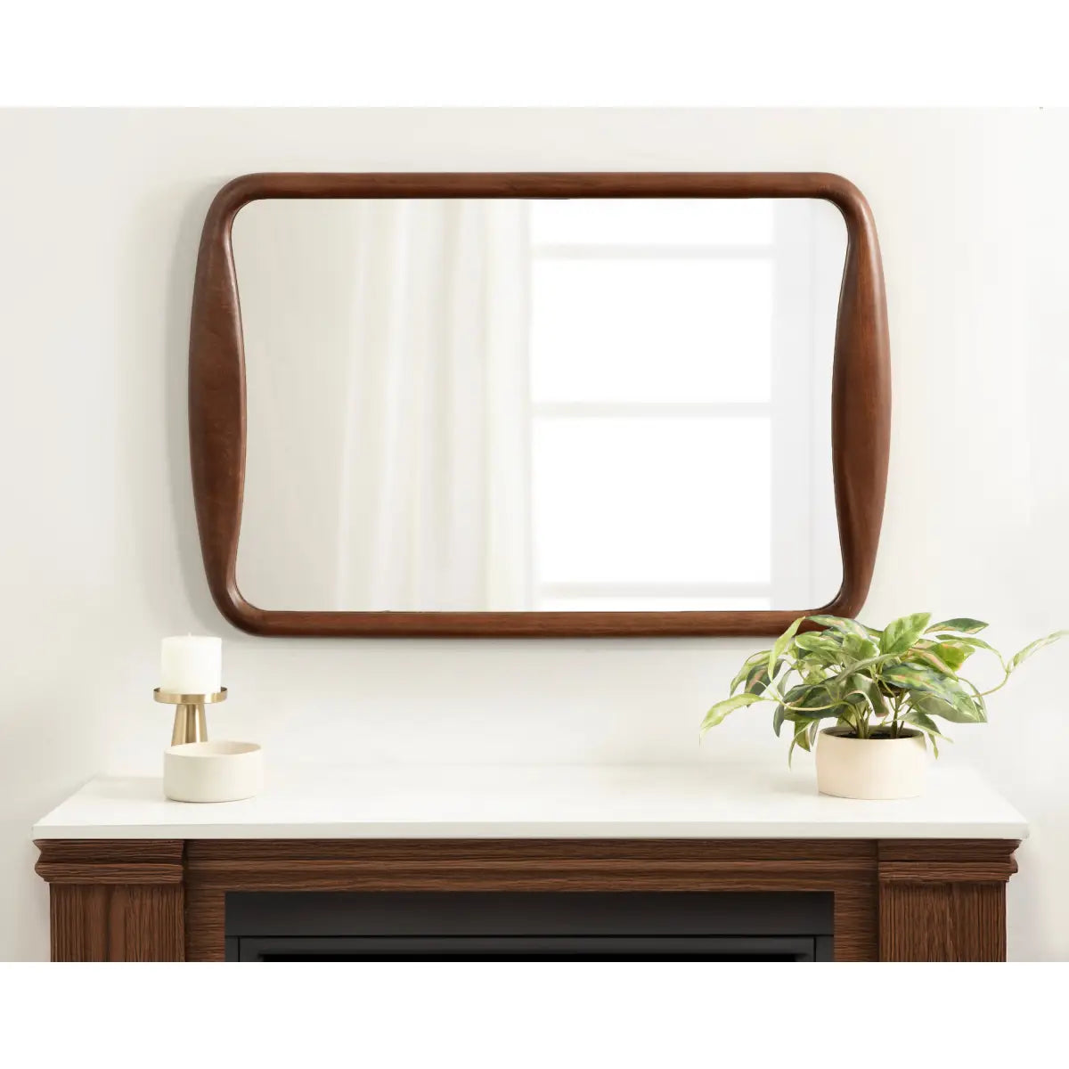 Hera Radius Rectangle Wood Mirror - kateandlaurel