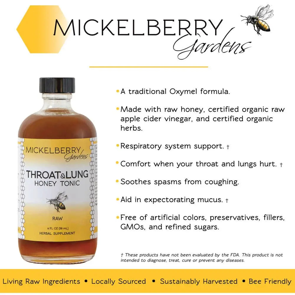 Herbal Honey Tonic - Throat and Lung - Respiratory Support - Mickelberry Gardens