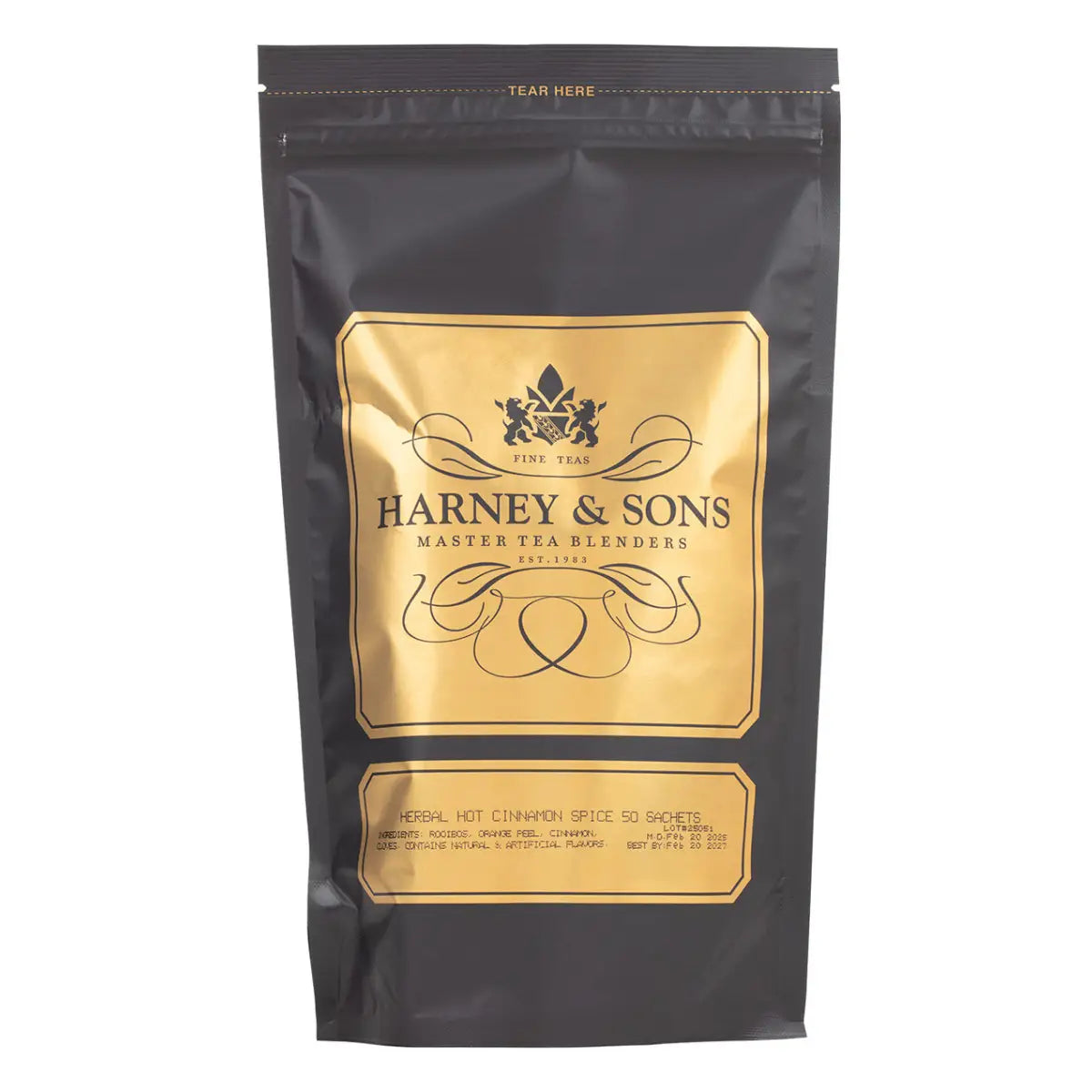 Herbal Hot Cinnamon Spice Tea - Sachets / Bag of 50 Sachets - Harney & Sons Fine Teas