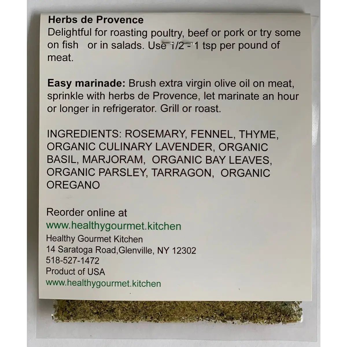 Seasoning Mix - Herbs de Provence - Healthy Gourmet Kitchen