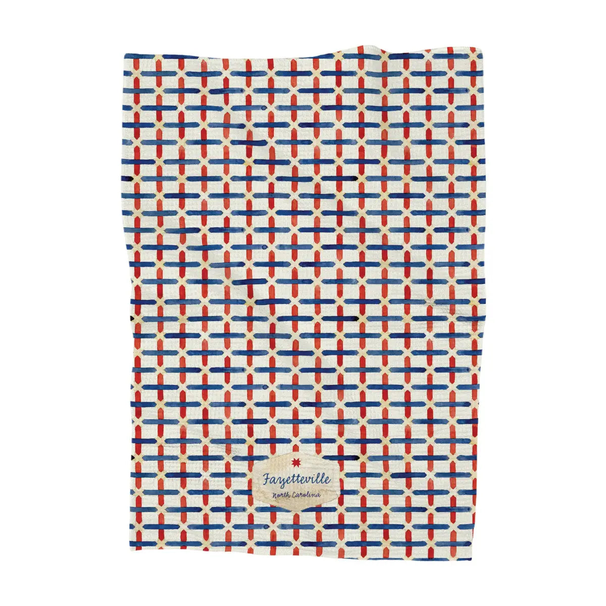 Heritage Lattice - Waffle Weave Towel - Alton Illinois - Indigo Tangerine