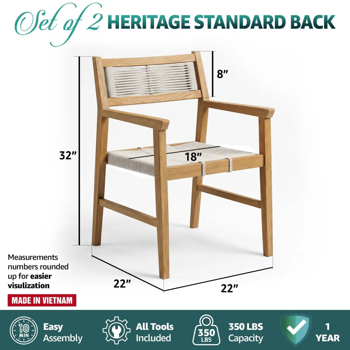 Outdoor Armchair - Heritage Standard - Acacia Wood - Megsu