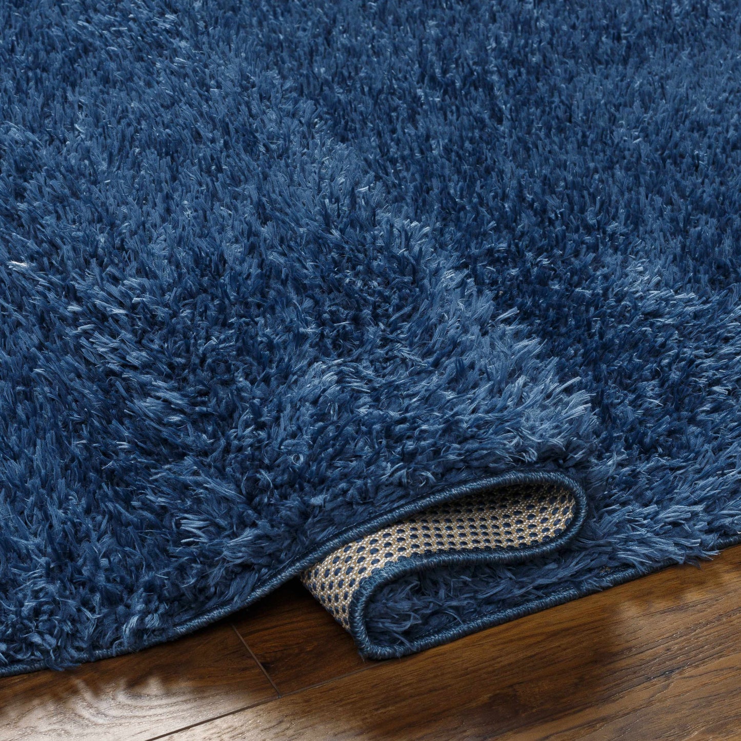 Faina Solid Dark Blue Shag Rug Washable - Boutique Rugs