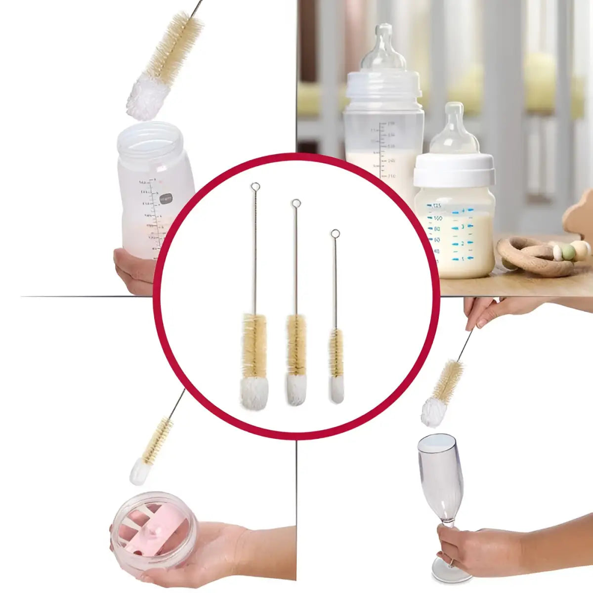 Bottle Cleaning Brushes Set Of 3 - Soft Tip - HIC - Harold Import Co.