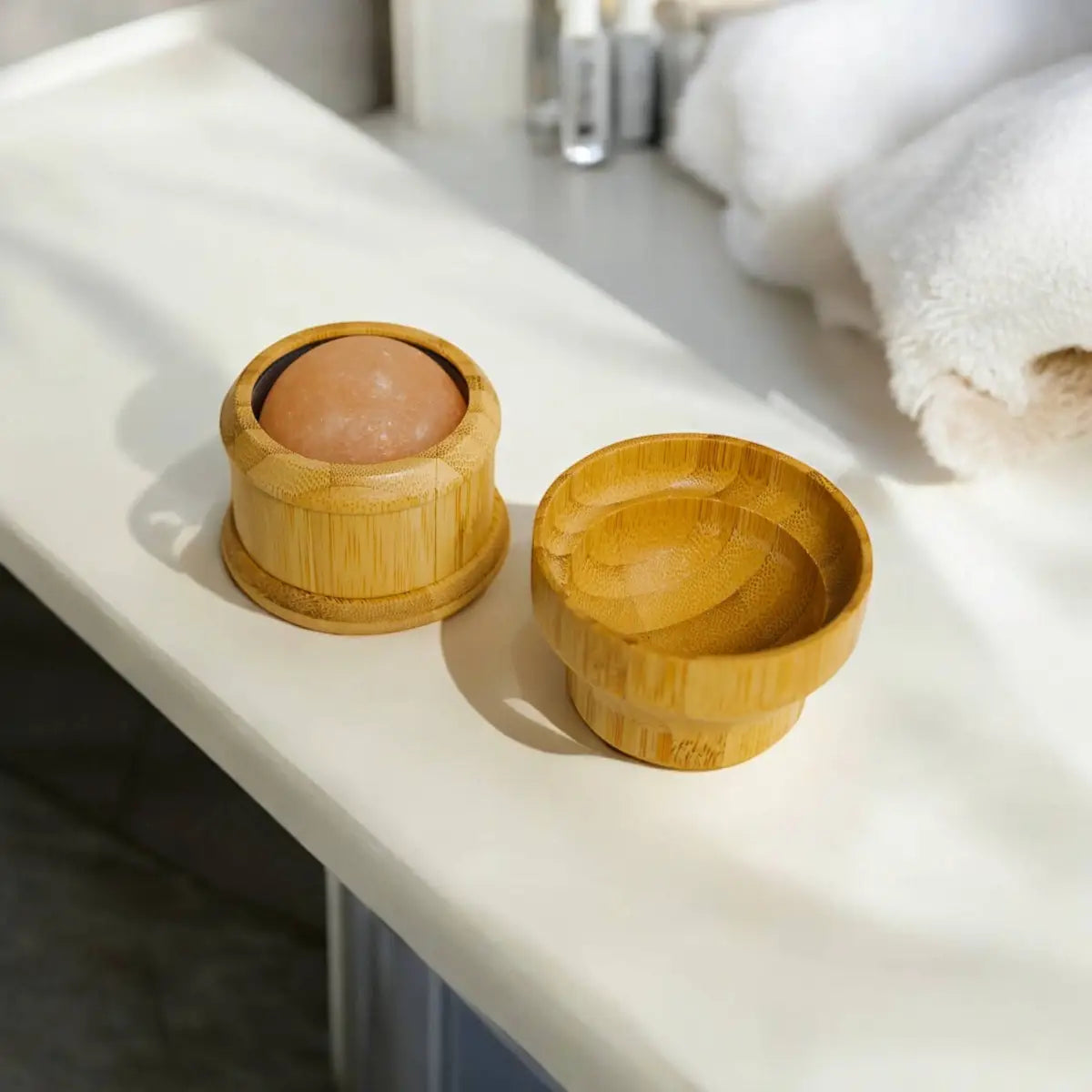Himalayan Salt Massage Ball in Bamboo Holder - Bamboo Switch