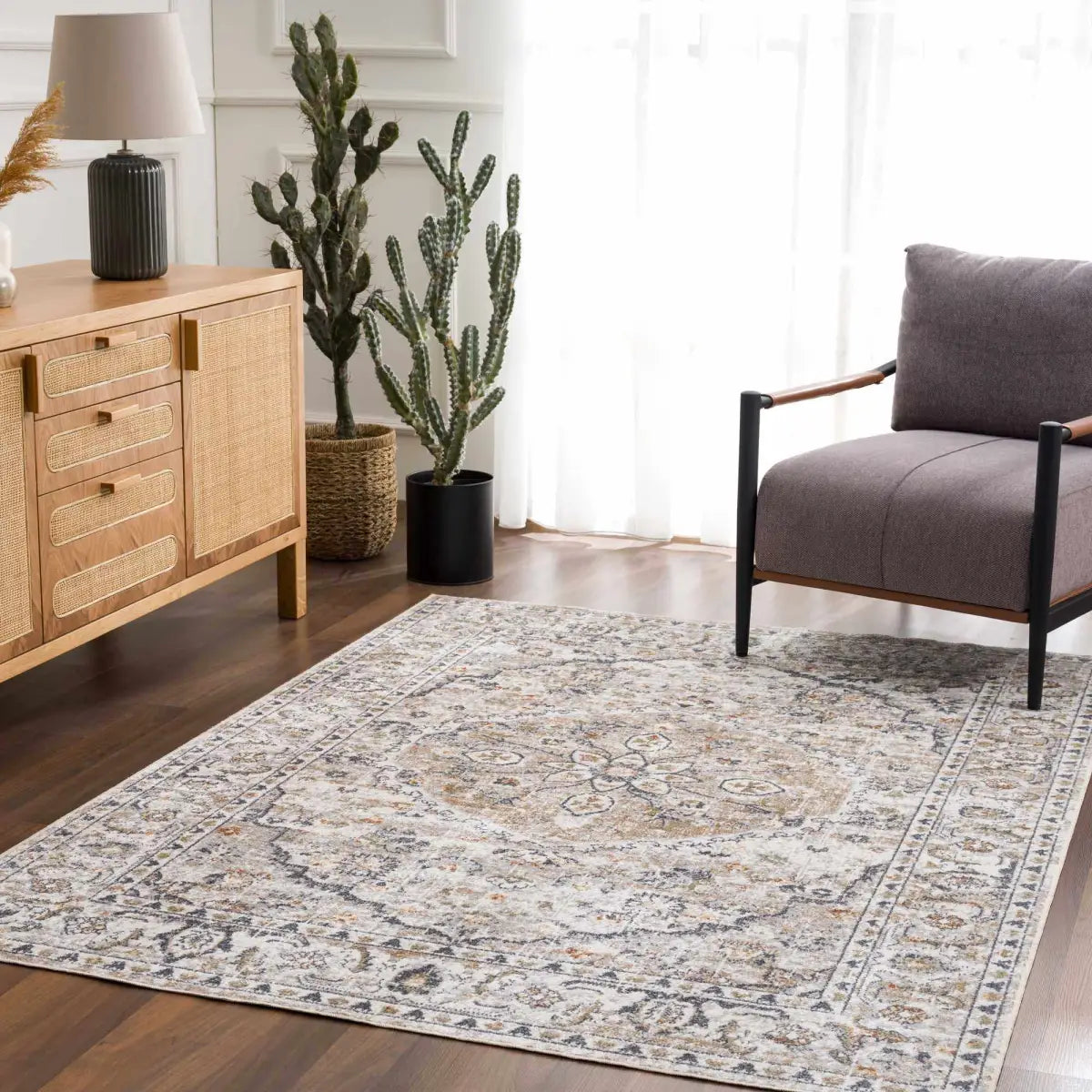 Hiti Cream Washable Performance Rug - Boutique Rugs