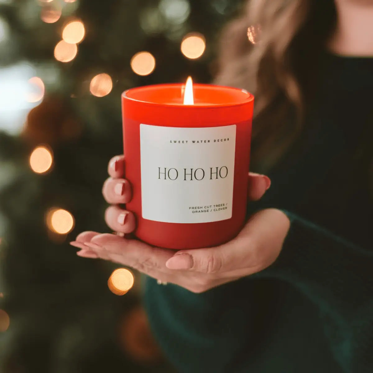 Ho Ho Ho Soy Candle - Red Matte Jar - 15 oz (Christmas) - Sweet Water Decor