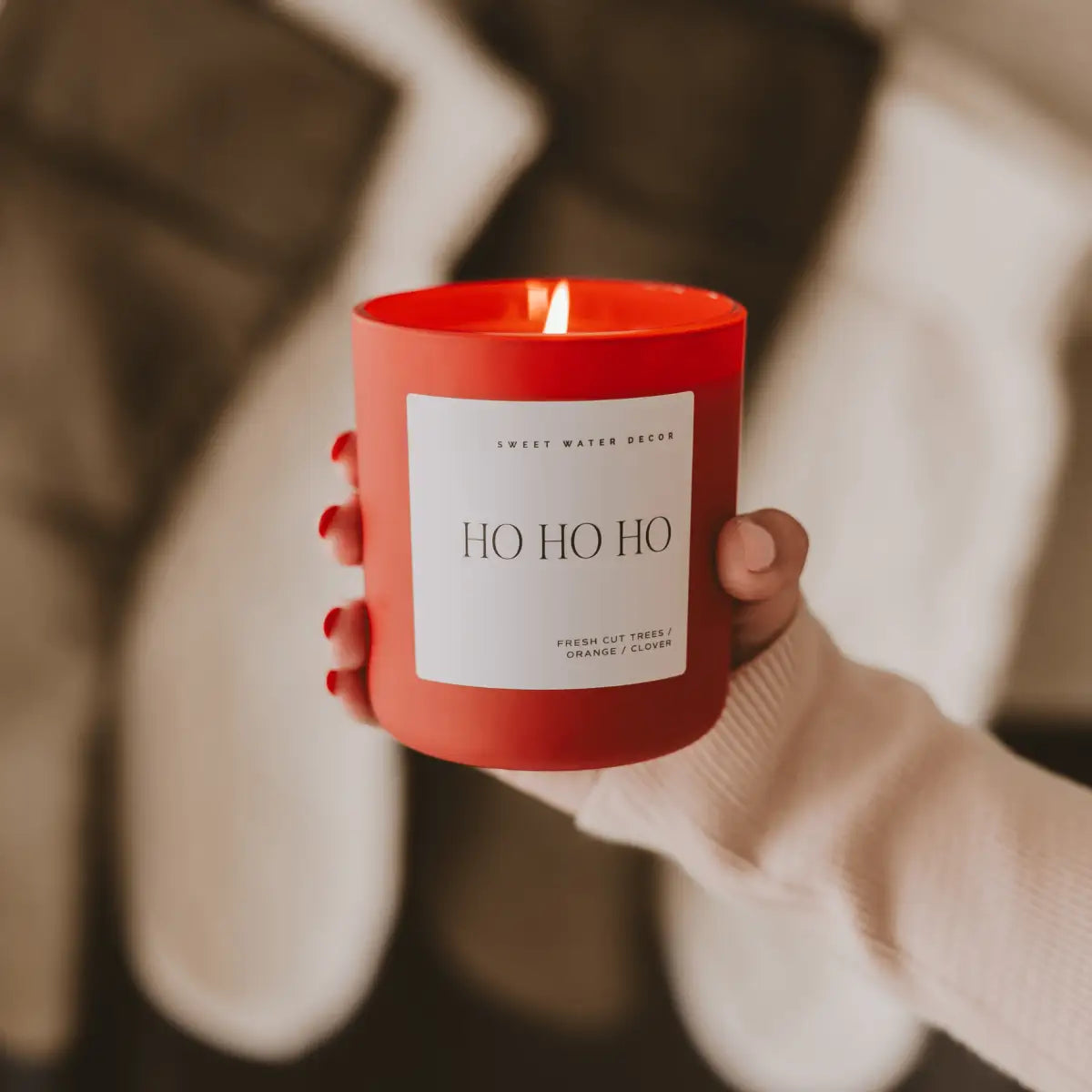Ho Ho Ho Soy Candle - Red Matte Jar - 15 oz (Christmas) - Sweet Water Decor