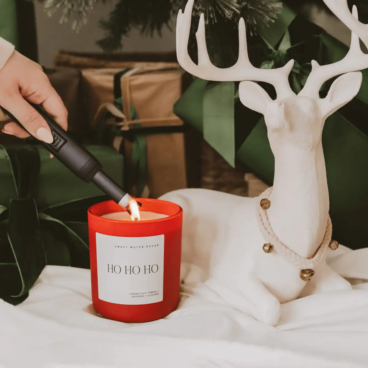 Ho Ho Ho Soy Candle - Red Matte Jar - 15 oz (Christmas) - Sweet Water Decor