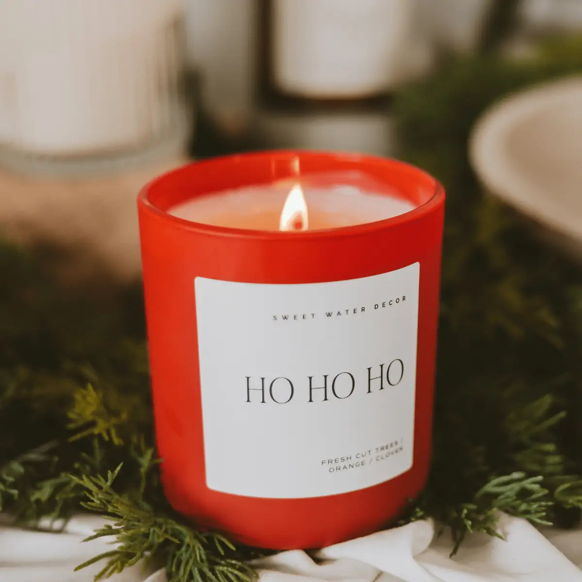 Ho Ho Ho Soy Candle - Red Matte Jar - 15 oz (Christmas) - Sweet Water Decor