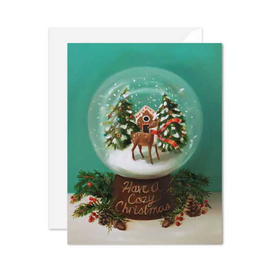 Holiday Card - Cozy Christmas Snow Globe - JANET HILL STUDIO