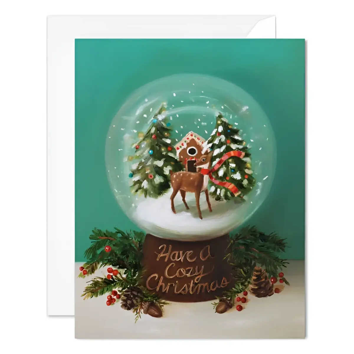 Holiday Card - Cozy Christmas Snow Globe - JANET HILL STUDIO