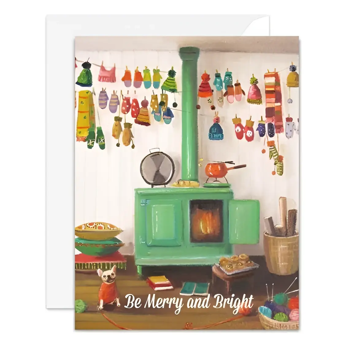 Holiday Card for the Knitter - Be Merry and Bright - Janet Hill - JANET HILL STUDIO