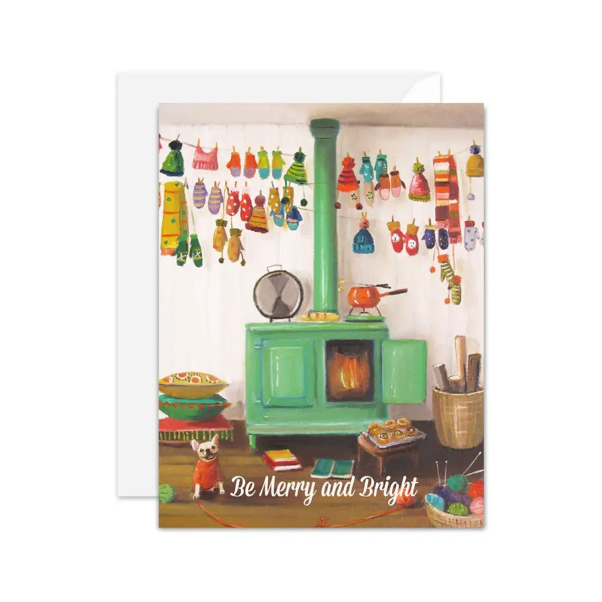 Holiday Card for the Knitter - Be Merry and Bright - Janet Hill - JANET HILL STUDIO
