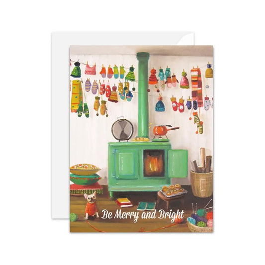 Holiday Card for the Knitter - Be Merry and Bright - Janet Hill - JANET HILL STUDIO