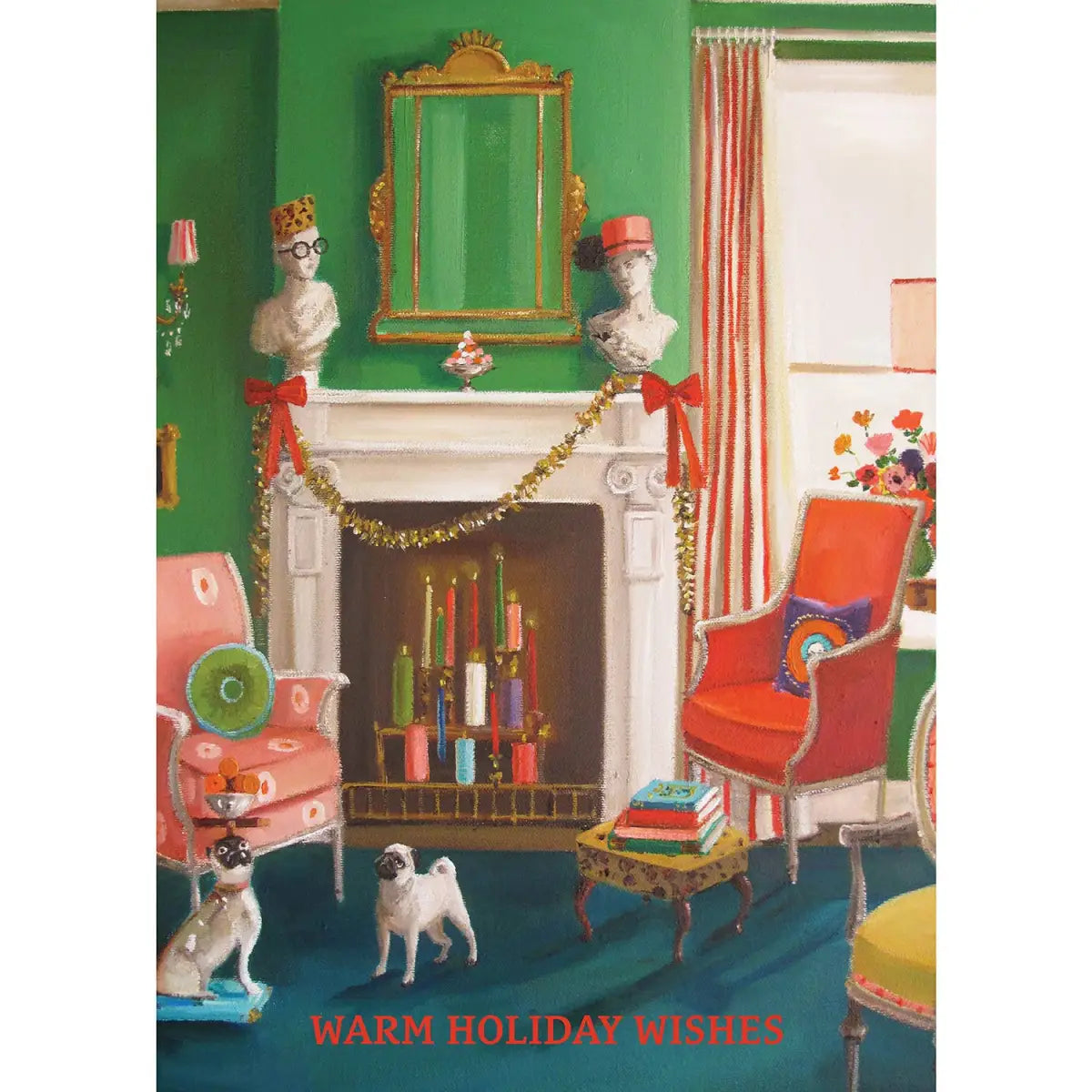 Christmas Card - Holiday Fireplace by Janet Hill - Hester & Cook - Stationery
