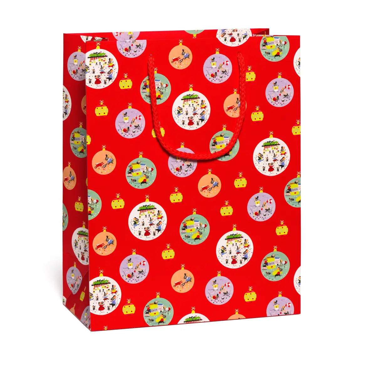 Gift Bag - Holiday Mice - Large - Red Cap Cards