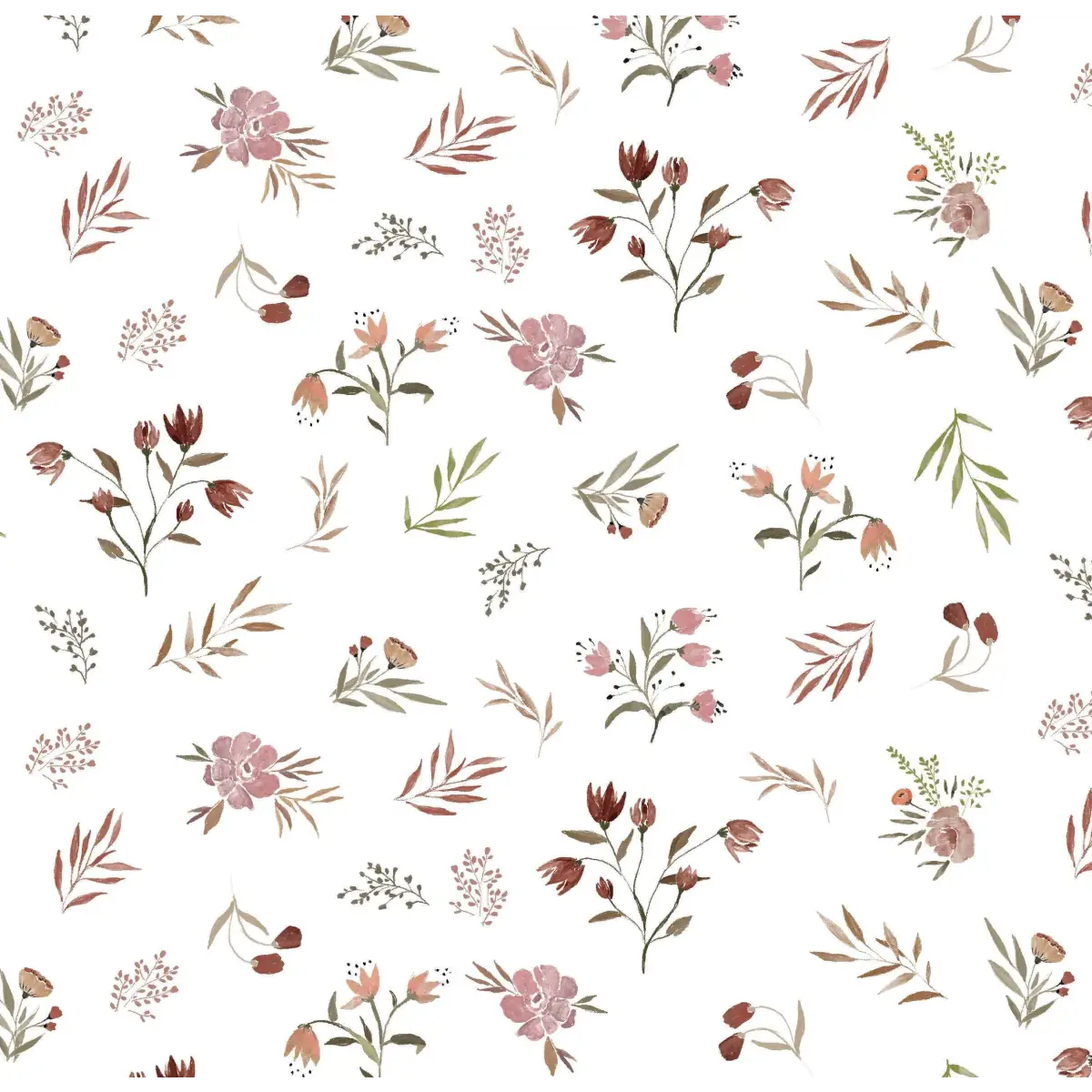 Holland Wallpaper - Scattered Flowers - by Micush - Sample 1 foot by 1 foot / White - Loomwell Home Goods