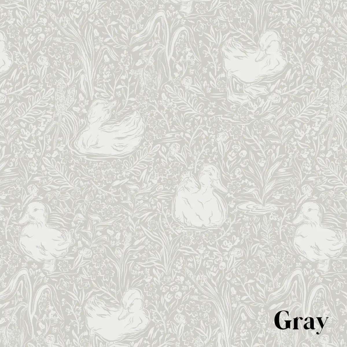 Hollingworth Wallpaper - Ducks - by Aubrey Fairchild - Sample 1 foot by 1 foot / Gray - Loomwell Home Goods