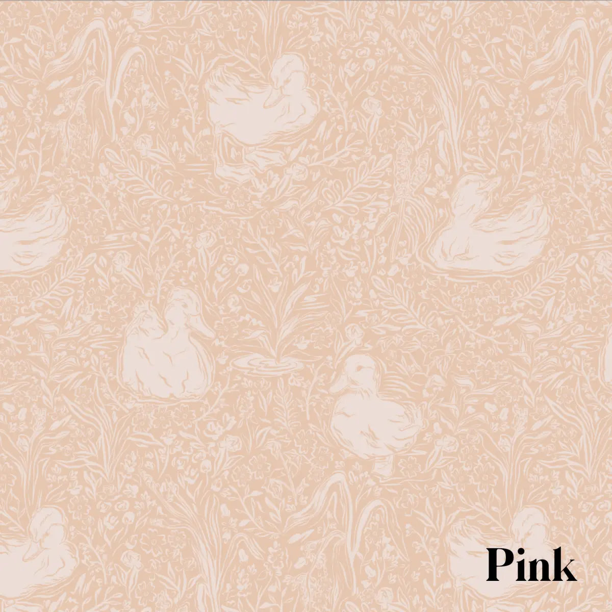 Hollingworth Wallpaper - Ducks - by Aubrey Fairchild - Sample 1 foot by 1 foot / Pink - Loomwell Home Goods