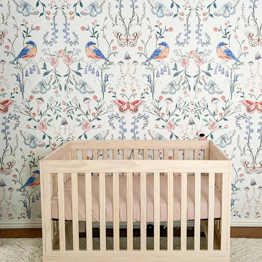 Hollis Wallpaper - Birds Butterflies and Flowers - by Clara McAllister - Loomwell Home Goods