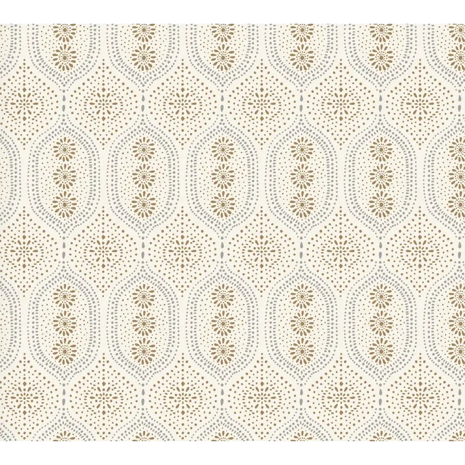Holloway Wallpaper - Dot Pattern - by Brittany Polatis Design - Sample 1 foot by 1 foot / Brown and Dusty Blue
