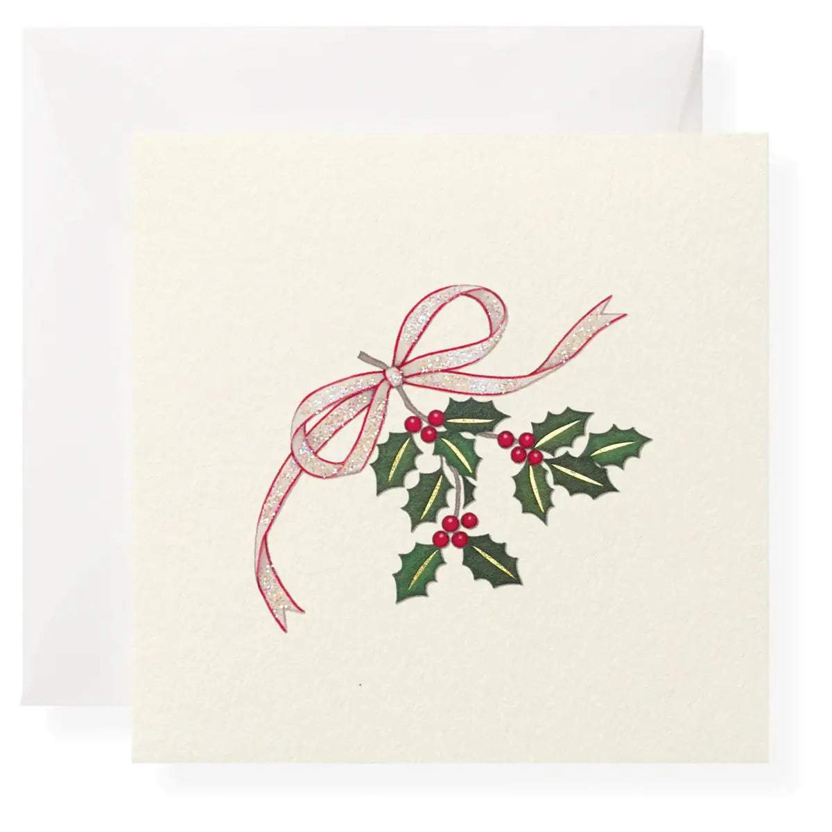 Christmas Gift Enclosure Card - Holly with Ribbon - Karen Adams Designs