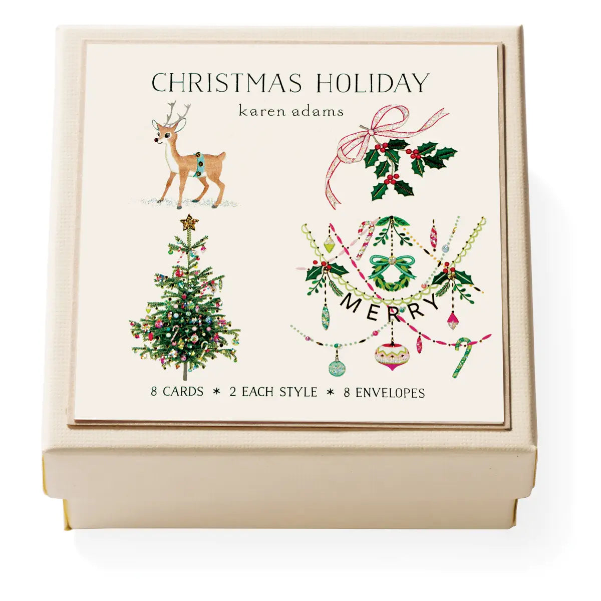 Christmas Gift Enclosure Card - Holly with Ribbon - Karen Adams Designs