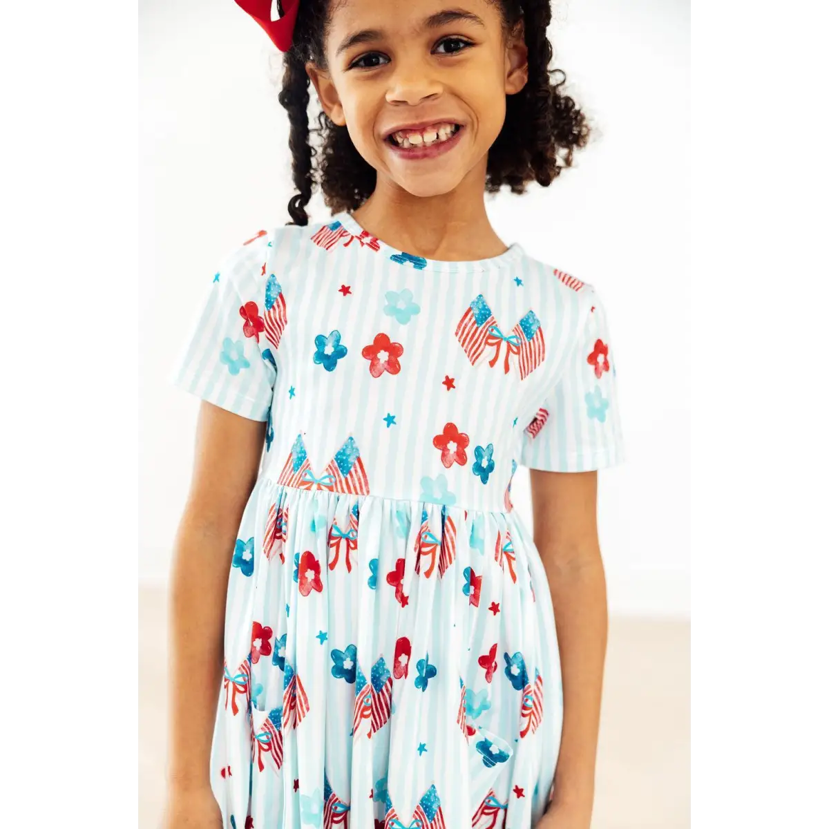 Pocket Twirl Dress - Home of the Brave - Patriotic Flags - 6-12M - Mila & Rose ®