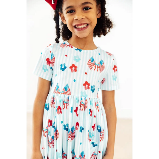Pocket Twirl Dress - Home of the Brave - Patriotic Flags - 6-12M - Mila & Rose ®