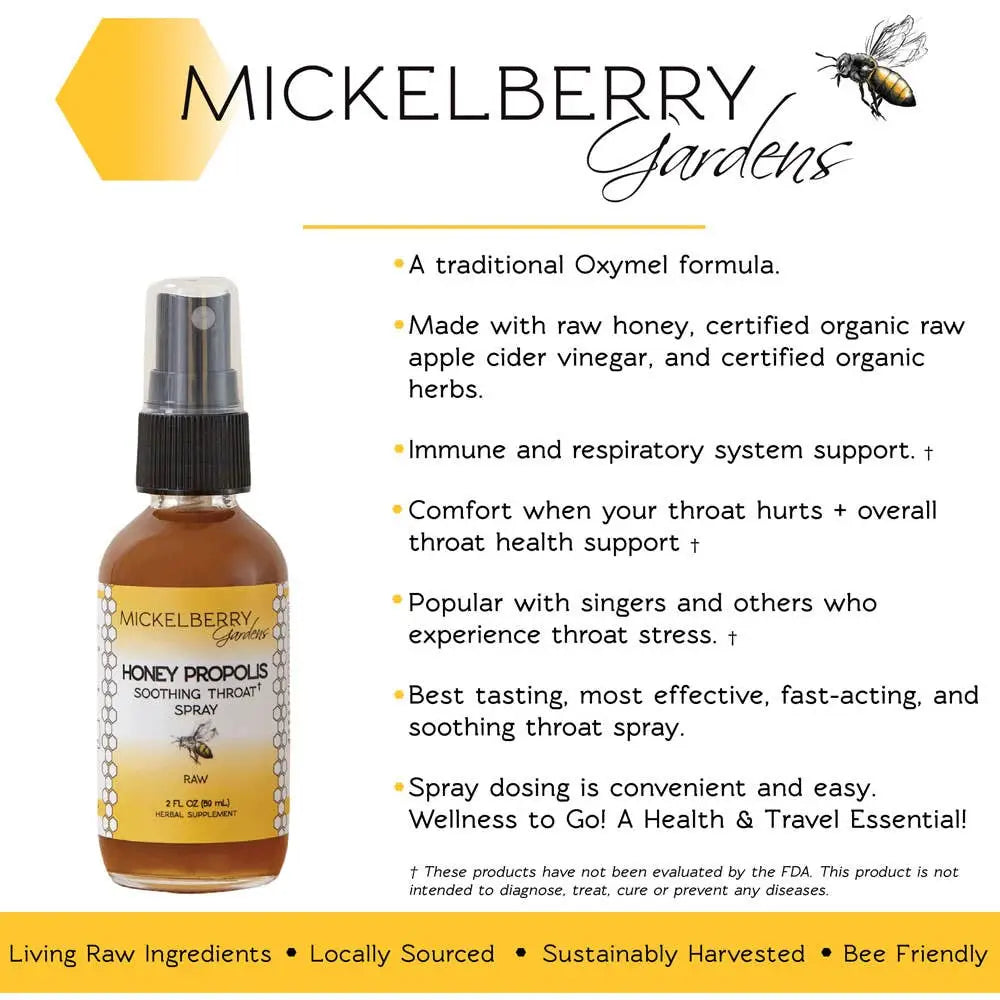 Herbal Honey Tonic Spray - Honey Propolis - Sore Throat Relief - Mickelberry Gardens