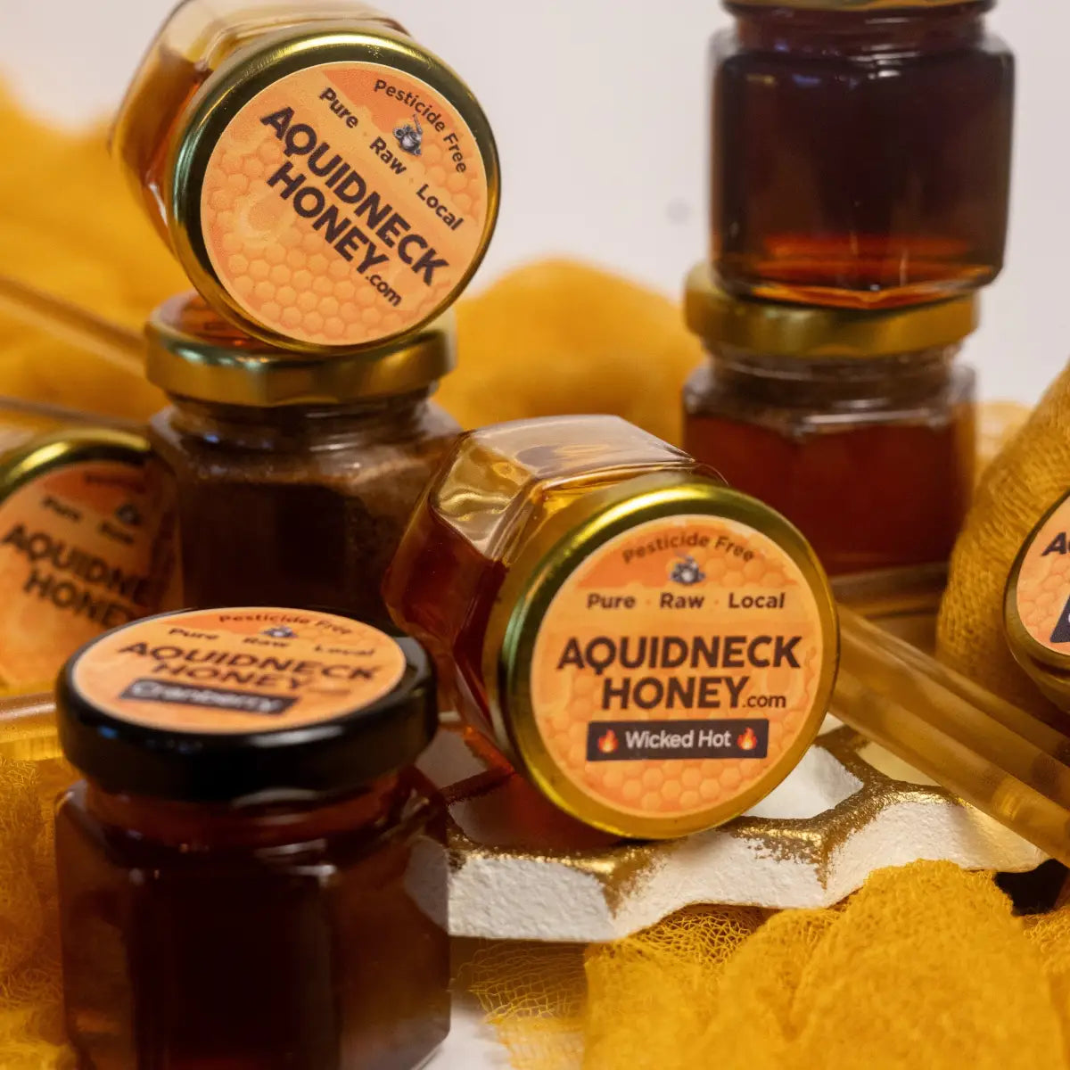 Honey Sampler Gift Box - 8 Mini Honey Jars - Aquidneck Honey