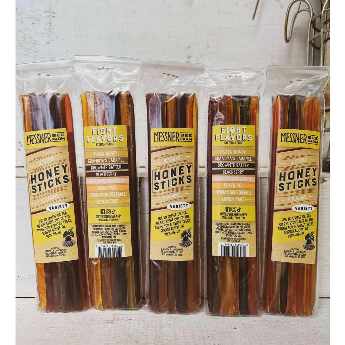 Honey Sticks - Variety Pack - Pack of 16 Flavored Honey - Messner Bee Farm