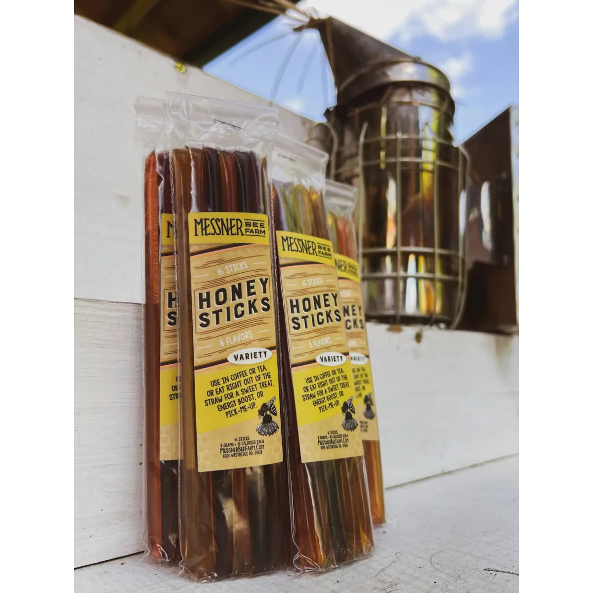 Honey Sticks - Variety Pack - Pack of 16 Flavored Honey - Messner Bee Farm