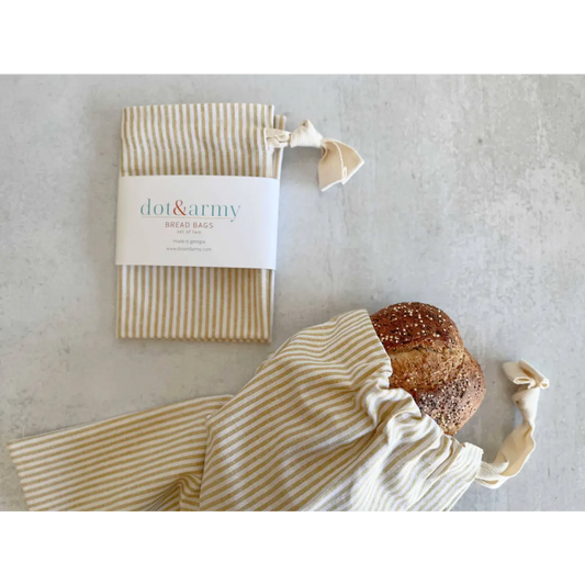 Bread Bags - Honey Stripe Linen - Set of 2 - Dot and Army