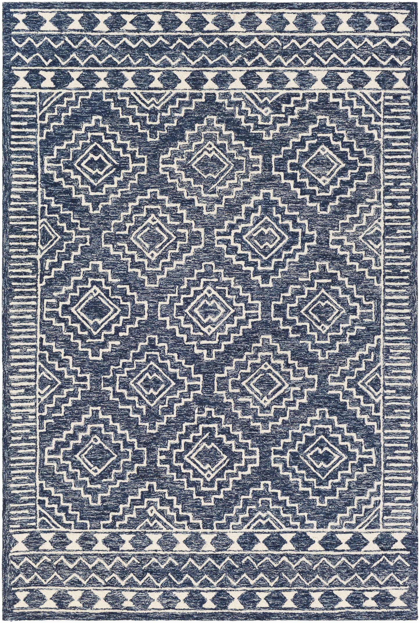 Navy Blue Updated Traditional Wool Rug - 5’ x 7’6’’ Rectangle - Boutique Rugs