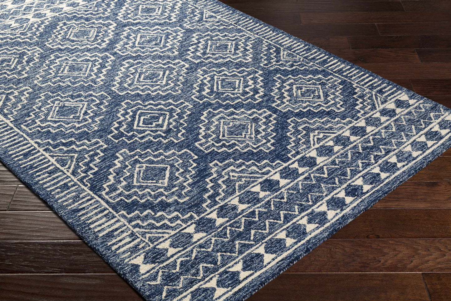 Navy Blue Updated Traditional Wool Rug - Boutique Rugs