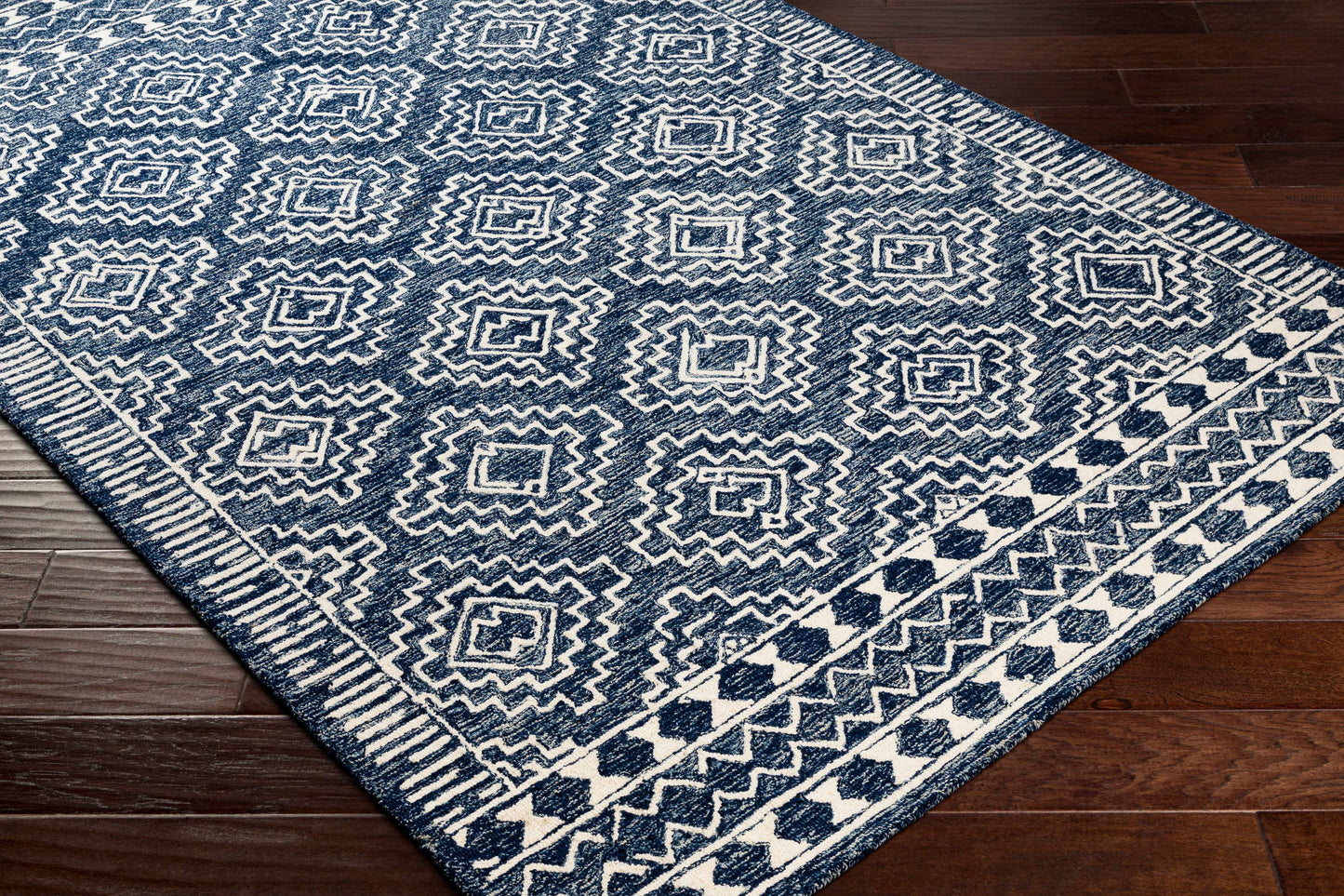 Navy Blue Updated Traditional Wool Rug - Boutique Rugs