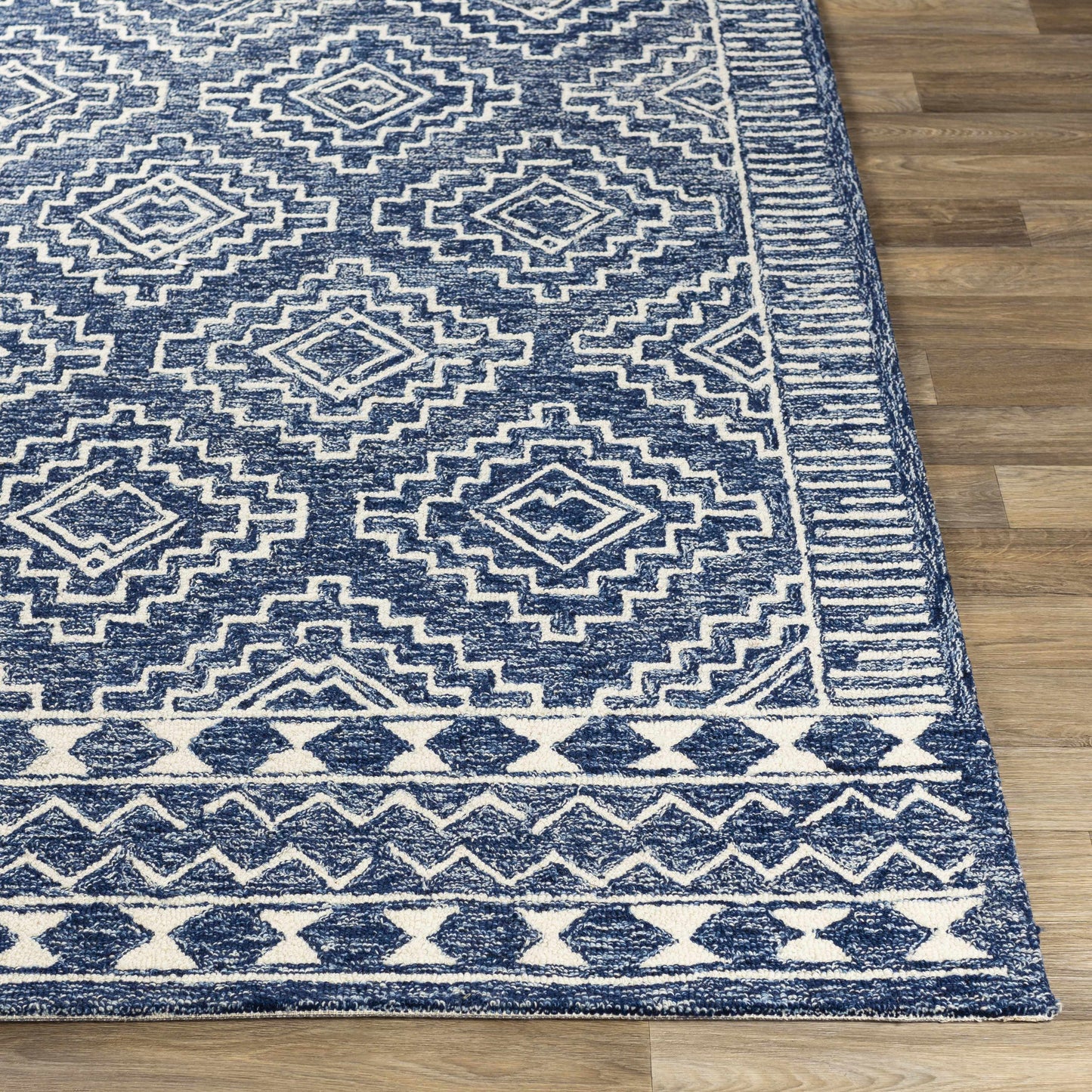 Navy Blue Updated Traditional Wool Rug - Boutique Rugs
