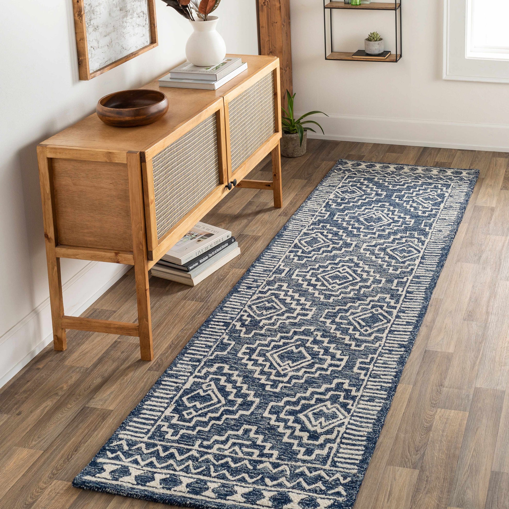Navy Blue Updated Traditional Wool Rug - Boutique Rugs