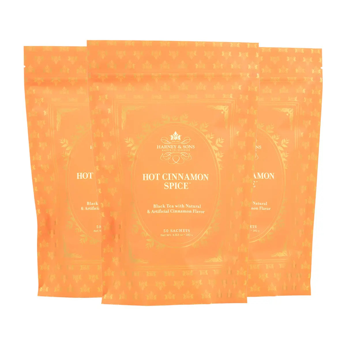 Hot Cinnamon Spice Tea - Sachets / 3 Bags of 50 Sachets - Harney & Sons Fine Teas
