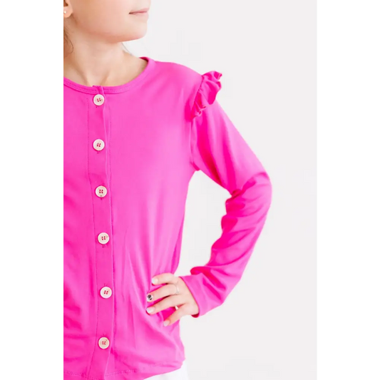 Hot Pink Ruffle Cardigan - Mila & Rose ®