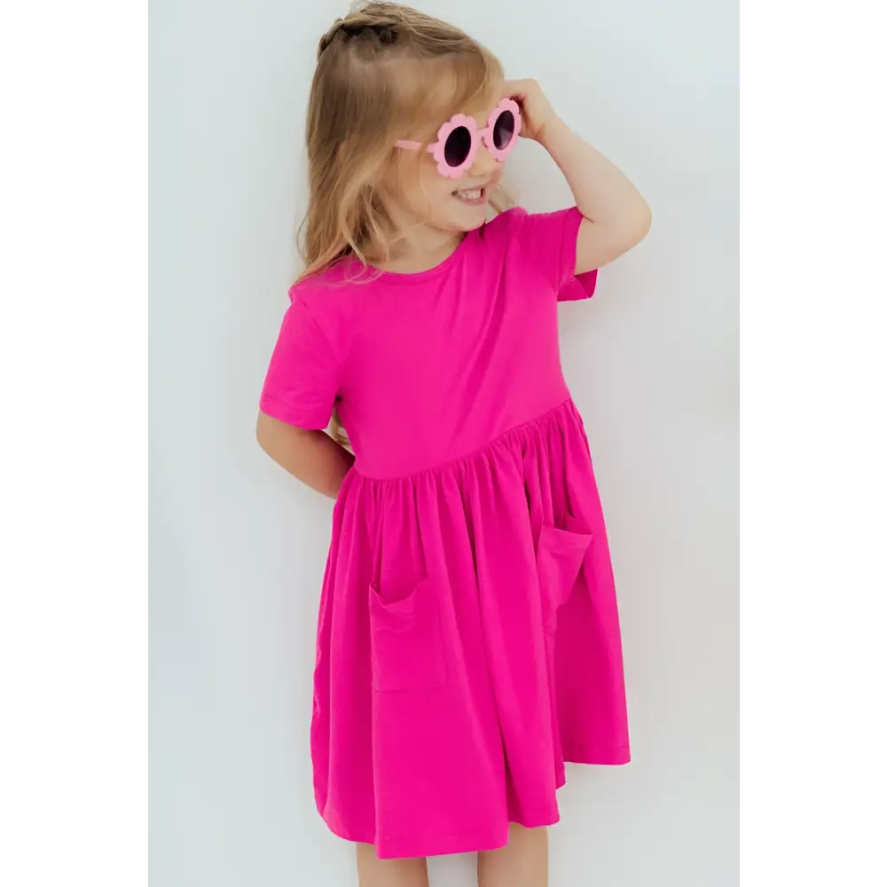 Hot Pink S/S Pocket Twirl Dress - Mila & Rose ®