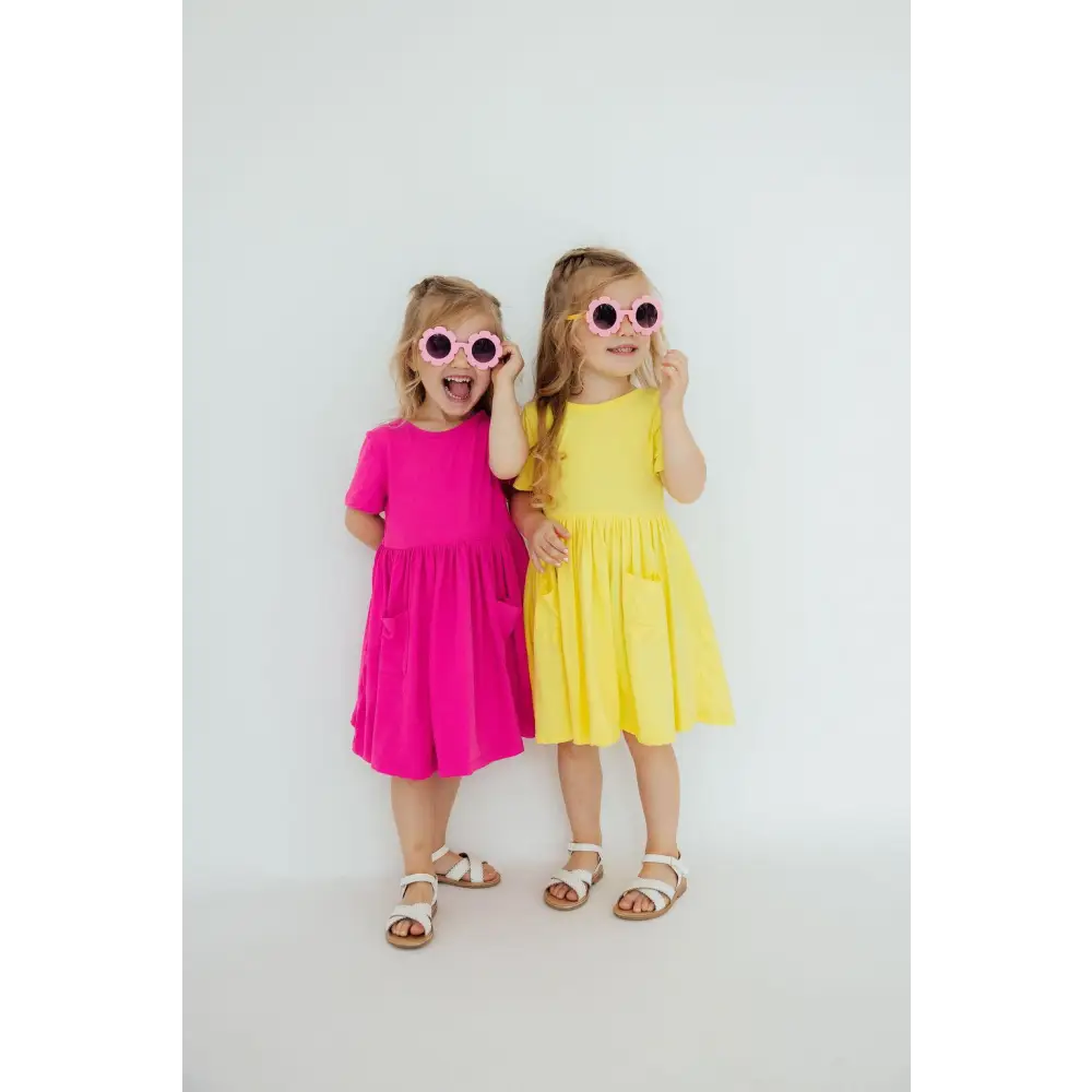 Hot Pink S/S Pocket Twirl Dress - Mila & Rose ®