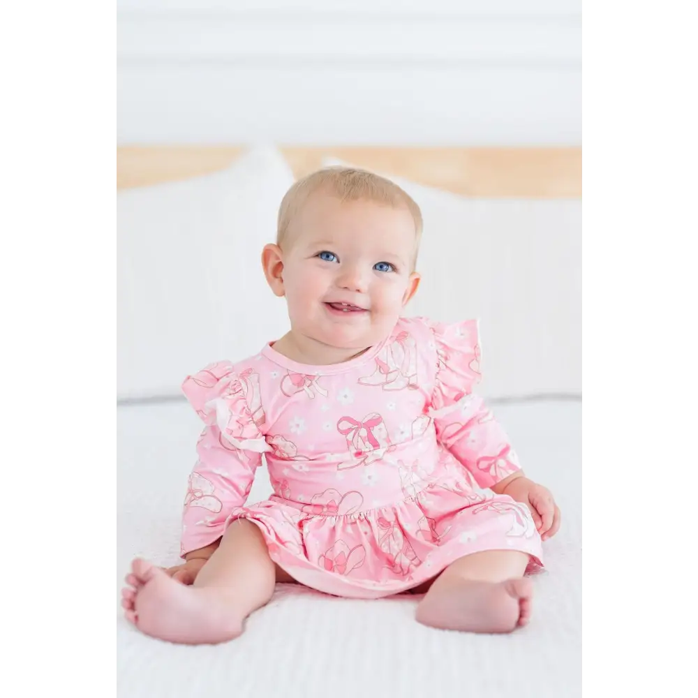 Howdy 3/4 Sleeve Flutter Twirl Bodysuit - Mila & Rose ®