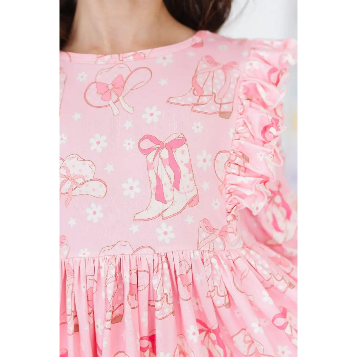 Howdy 3/4 Sleeve Ruffle Twirl Dress - 6-12M - Mila & Rose ®