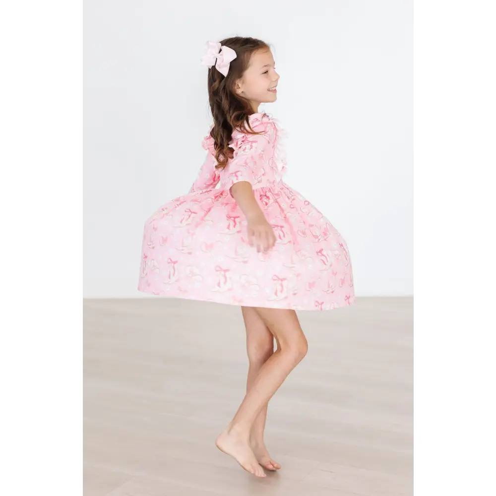 Howdy 3/4 Sleeve Ruffle Twirl Dress - Mila & Rose ®