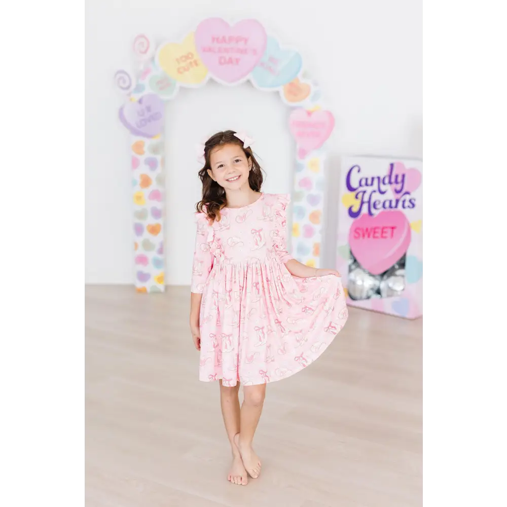 Howdy 3/4 Sleeve Ruffle Twirl Dress - Mila & Rose ®